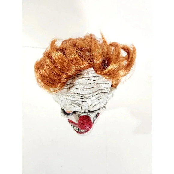 Halloween Demonic IT Clown Mask With Orange Hair Spooky Rubber Authentic - Picture 6 of 8